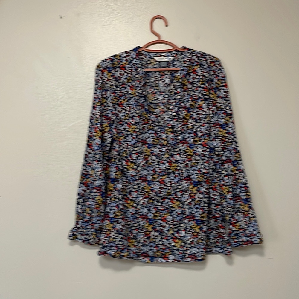 Long sleeve blue floral blouse